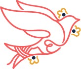 Barbara Turk Creations logo features a yarn-made dove with flowers.